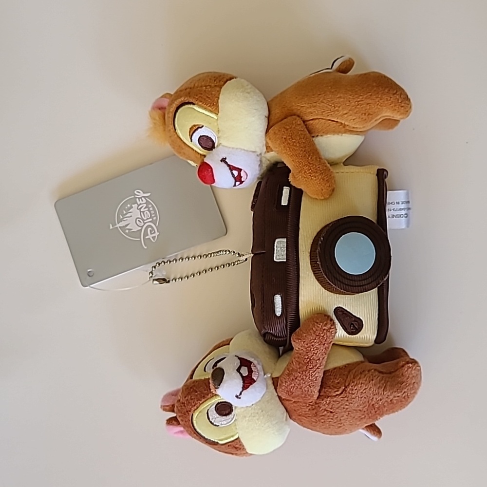 NWT Rare Japan Tokyo Disney Chip n' Dale Plush Badge Keychain